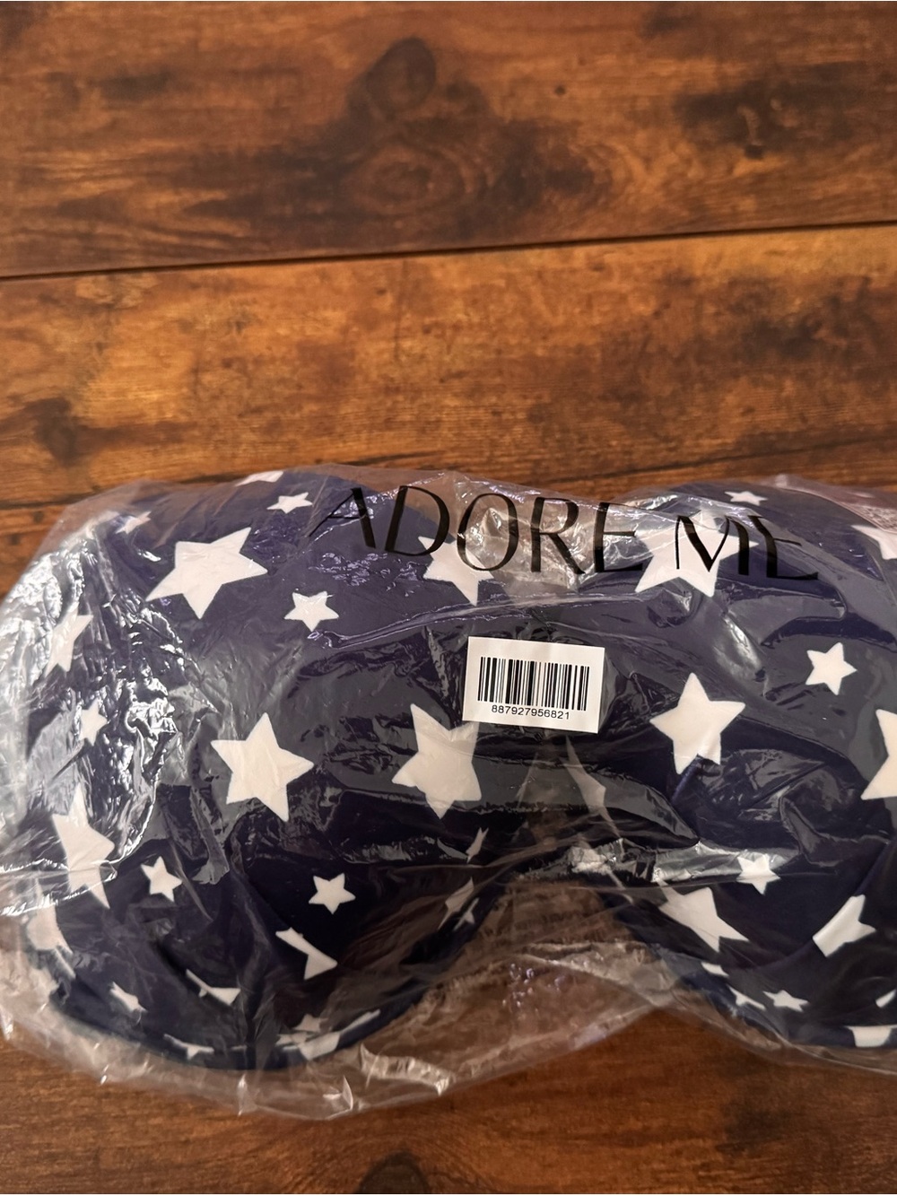 Adore Me Navy and White Star Print Bikini Top